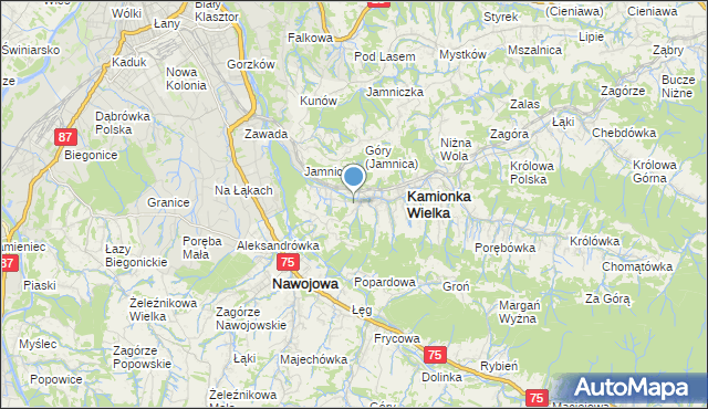 mapa Kamionka Mała, Kamionka Mała gmina Kamionka Wielka na mapie Targeo